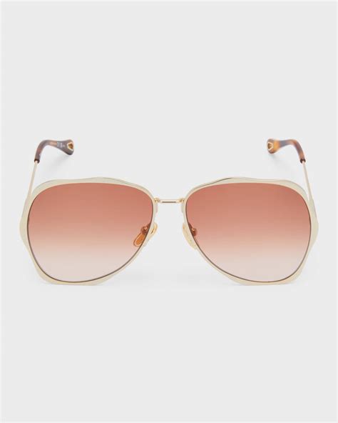 chloe sunglasses tortoise shell|Chloe Golden Tortoiseshell Metal Aviator Sunglasses.